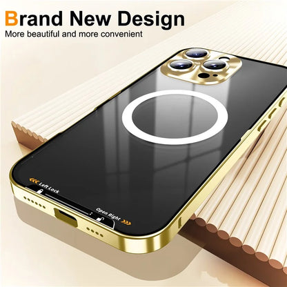 For iPhone 16 Pro Case Compatible with MagSafe Metal Frame Matte Phone Cover