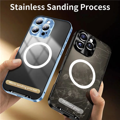 For iPhone 16 Pro Case Compatible with MagSafe Metal Frame Matte Phone Cover
