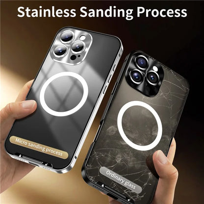 For iPhone 16 Pro Case Compatible with MagSafe Metal Frame Matte Phone Cover