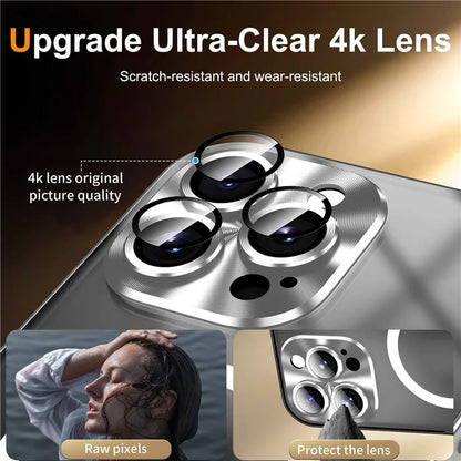 For iPhone 16 Pro Case Compatible with MagSafe Metal Frame Matte Phone Cover