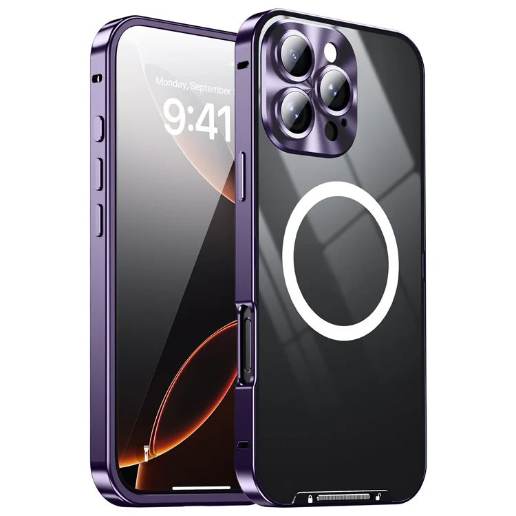 For iPhone 16 Pro Case Compatible with MagSafe Metal Frame Matte Phone Cover