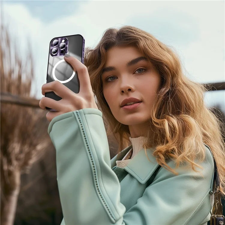 For iPhone 16 Pro Case Compatible with MagSafe Metal Frame Matte Phone Cover