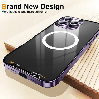 For iPhone 16 Pro Case Compatible with MagSafe Metal Frame Matte Phone Cover