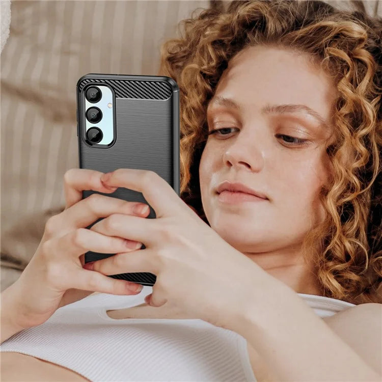 For Samsung Galaxy A16 5G Case Carbon Fiber Texture TPU Brushed Phone Cover