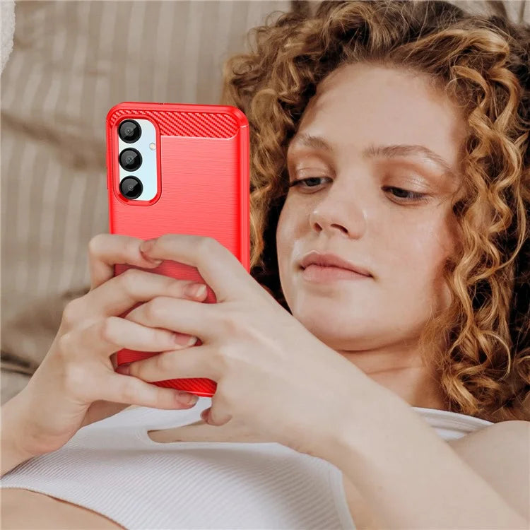 For Samsung Galaxy A16 5G Case Carbon Fiber Texture TPU Brushed Phone Cover