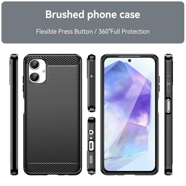 For Samsung Galaxy A06 Case Carbon Fiber Texture TPU Brushed Phone Cover