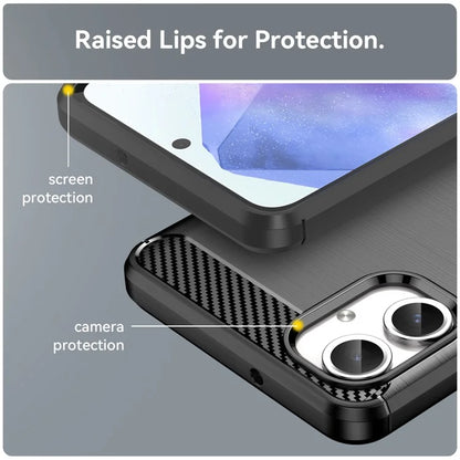 For Samsung Galaxy A06 Case Carbon Fiber Texture TPU Brushed Phone Cover