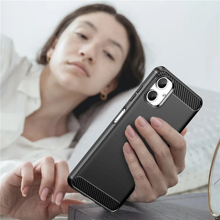 For Samsung Galaxy A06 Case Carbon Fiber Texture TPU Brushed Phone Cover