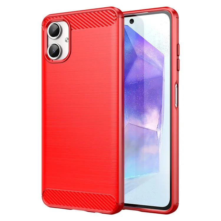 For Samsung Galaxy A06 Case Carbon Fiber Texture TPU Brushed Phone Cover