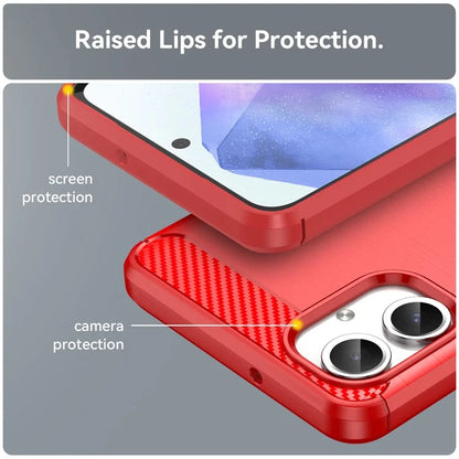 For Samsung Galaxy A06 Case Carbon Fiber Texture TPU Brushed Phone Cover