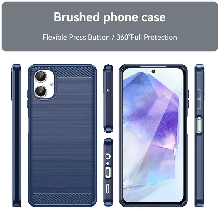 For Samsung Galaxy A06 Case Carbon Fiber Texture TPU Brushed Phone Cover