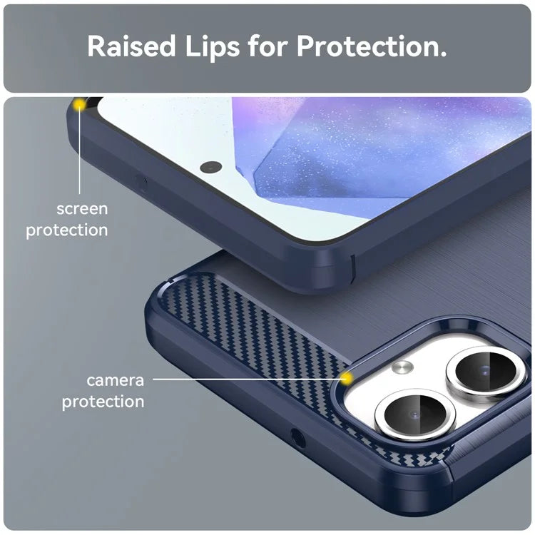 For Samsung Galaxy A06 Case Carbon Fiber Texture TPU Brushed Phone Cover