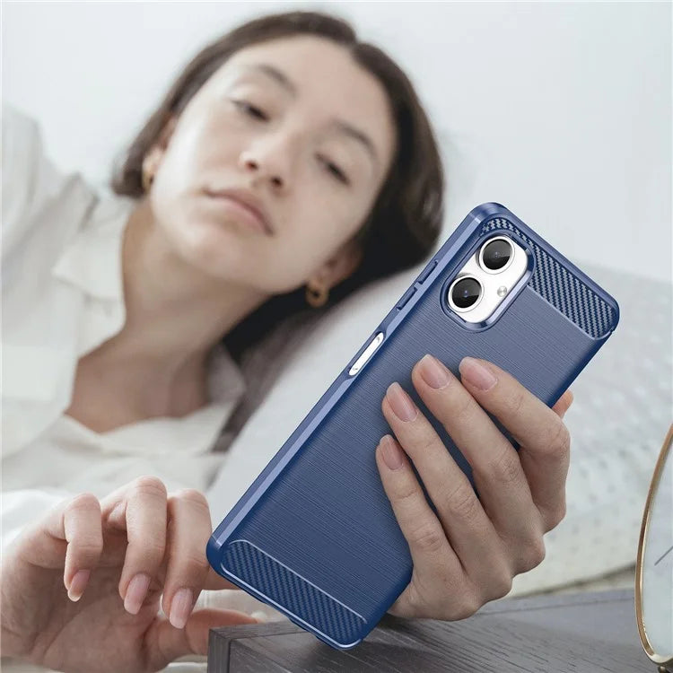 For Samsung Galaxy A06 Case Carbon Fiber Texture TPU Brushed Phone Cover
