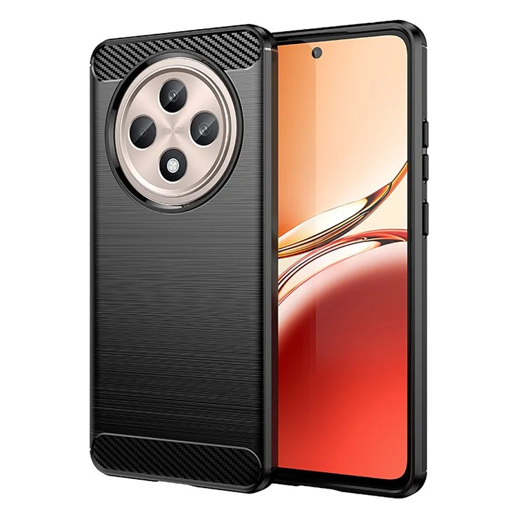 For Oppo Reno12 F 4G / Reno12 F 5G Case Carbon Fiber Texture TPU Brushed Phone Cover