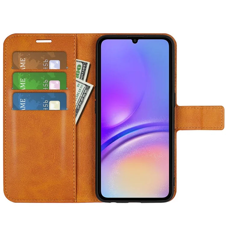 For Samsung Galaxy A06 Stand Case Anti-Scratch Calf Texture Leather Phone Cover