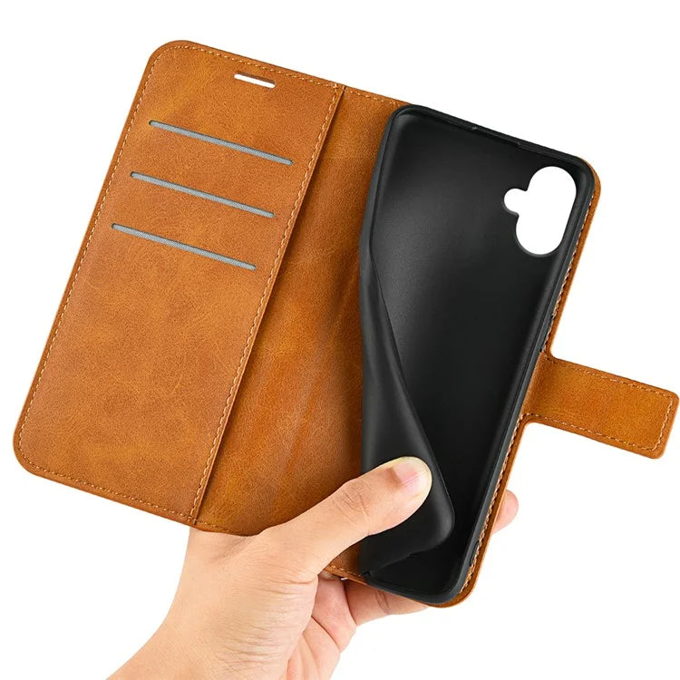 For Samsung Galaxy A06 Stand Case Anti-Scratch Calf Texture Leather Phone Cover