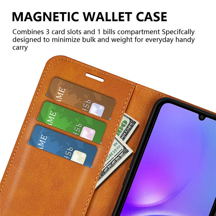 For Samsung Galaxy A06 Stand Case Anti-Scratch Calf Texture Leather Phone Cover