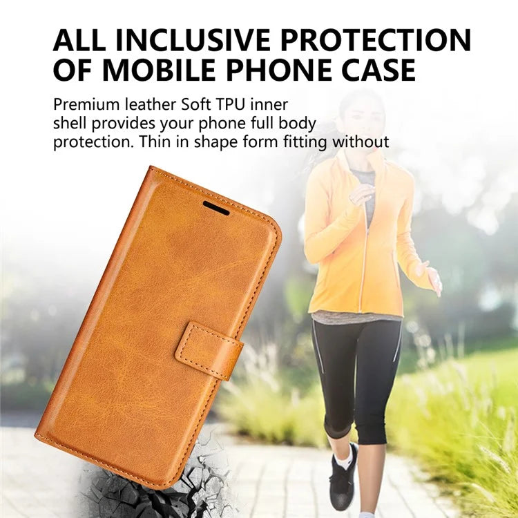 For Samsung Galaxy A06 Stand Case Anti-Scratch Calf Texture Leather Phone Cover