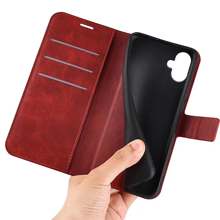 For Samsung Galaxy A06 Stand Case Anti-Scratch Calf Texture Leather Phone Cover
