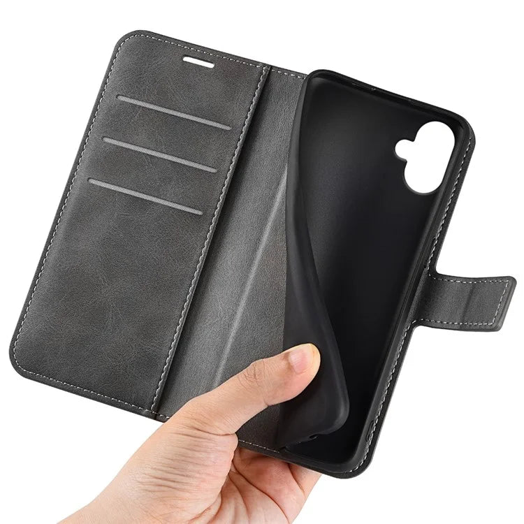 For Samsung Galaxy A06 Stand Case Anti-Scratch Calf Texture Leather Phone Cover