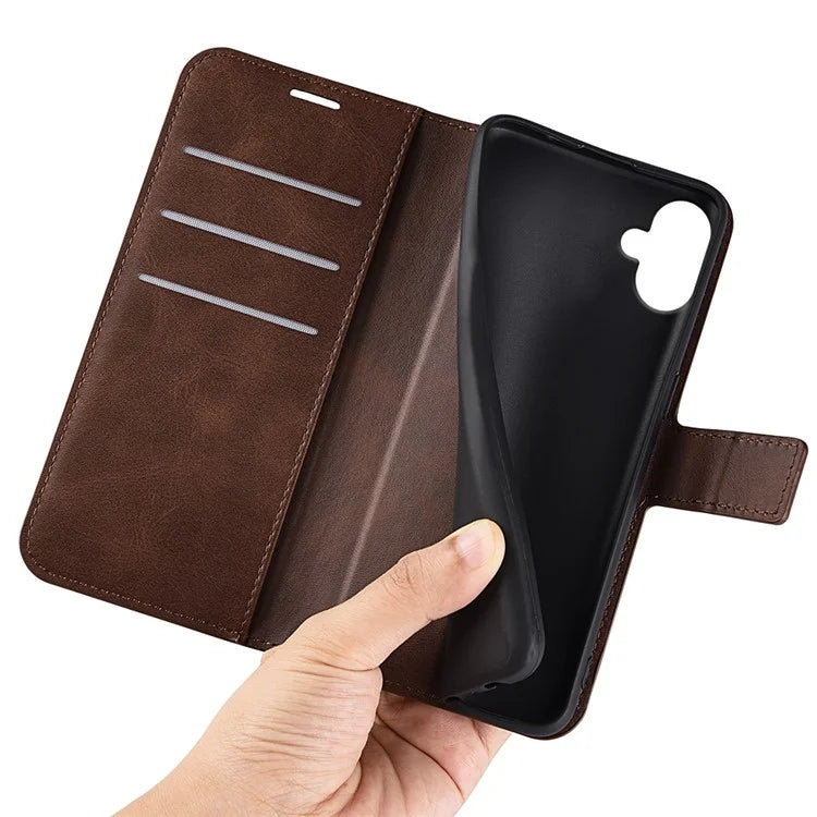 For Samsung Galaxy A06 Stand Case Anti-Scratch Calf Texture Leather Phone Cover