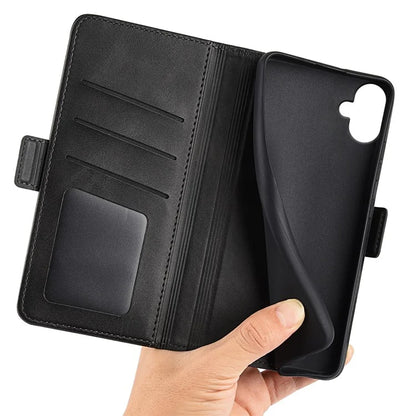For Samsung Galaxy A06 Stand Case Calf Texture Leather Wallet Phone Cover