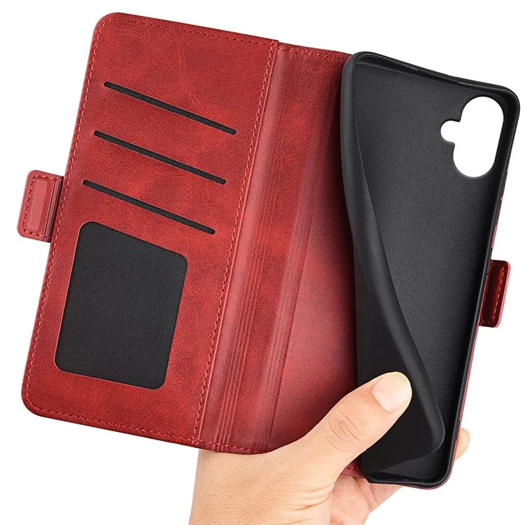 For Samsung Galaxy A06 Stand Case Calf Texture Leather Wallet Phone Cover