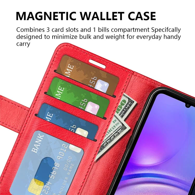 For Samsung Galaxy A06 Wallet Case Crazy Horse Texture Stand Leather Phone Cover