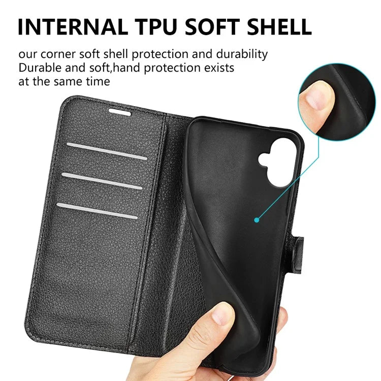 For Samsung Galaxy A06 Case Litchi Texture Shockproof Leather Wallet Phone Cover