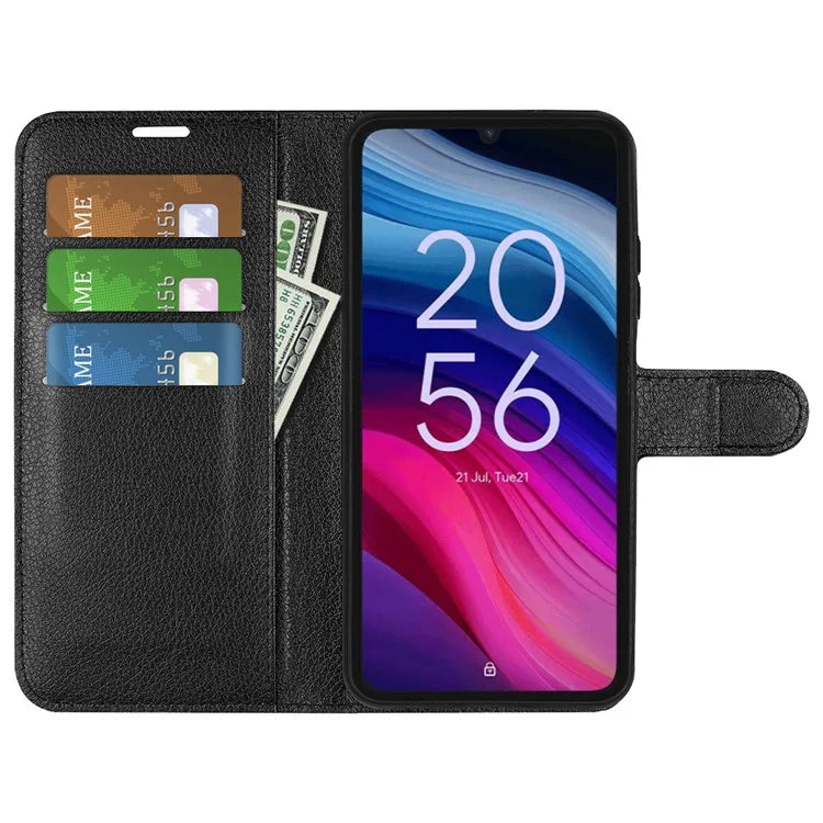 For TCL 505 Case Litchi Texture Shockproof Leather Wallet Phone Cover