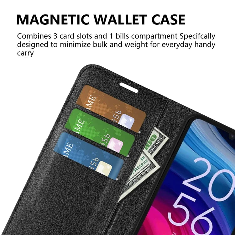 For TCL 505 Case Litchi Texture Shockproof Leather Wallet Phone Cover