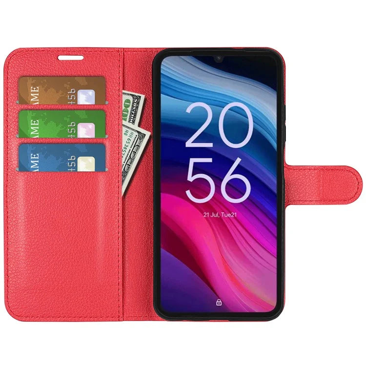 For TCL 505 Case Litchi Texture Shockproof Leather Wallet Phone Cover