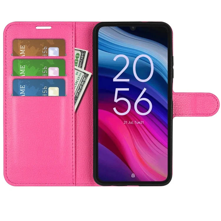 For TCL 505 Case Litchi Texture Shockproof Leather Wallet Phone Cover