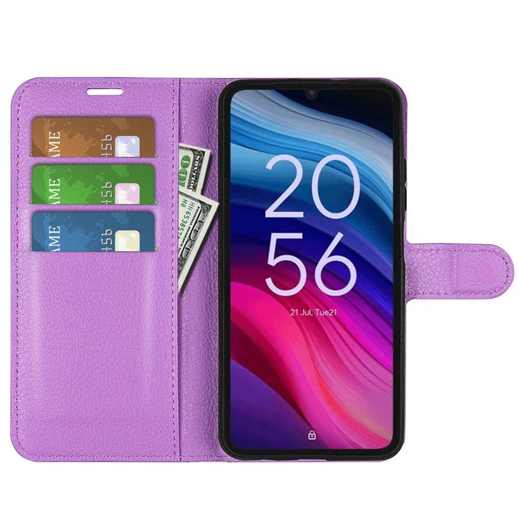 For TCL 505 Case Litchi Texture Shockproof Leather Wallet Phone Cover