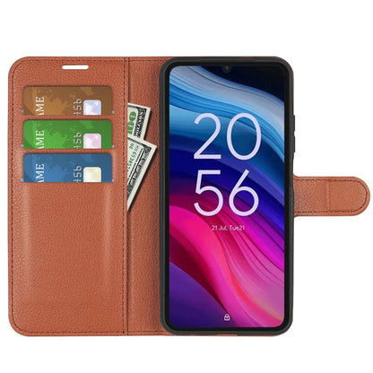 For TCL 505 Case Litchi Texture Shockproof Leather Wallet Phone Cover