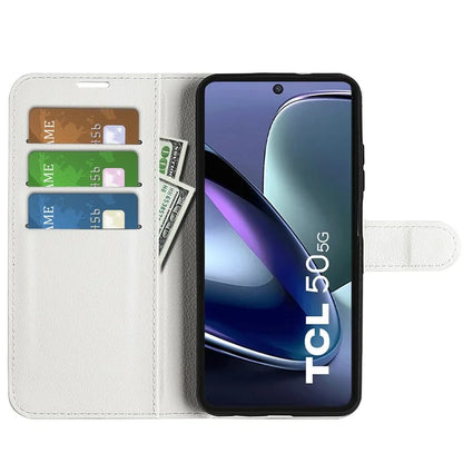 For TCL 50 5G Case Litchi Texture Shockproof Leather Wallet Phone Cover