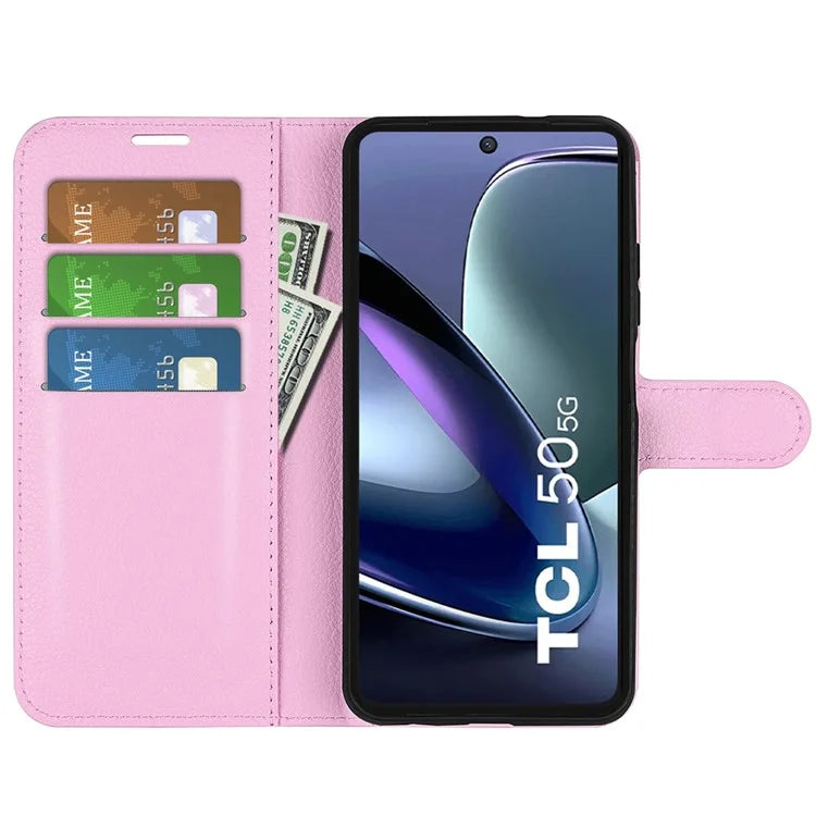 For TCL 50 5G Case Litchi Texture Shockproof Leather Wallet Phone Cover