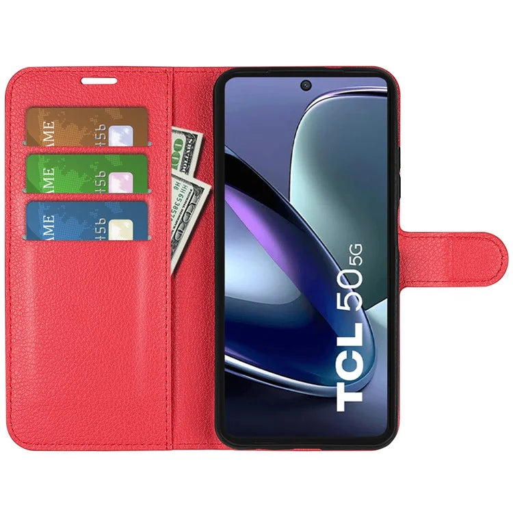 For TCL 50 5G Case Litchi Texture Shockproof Leather Wallet Phone Cover