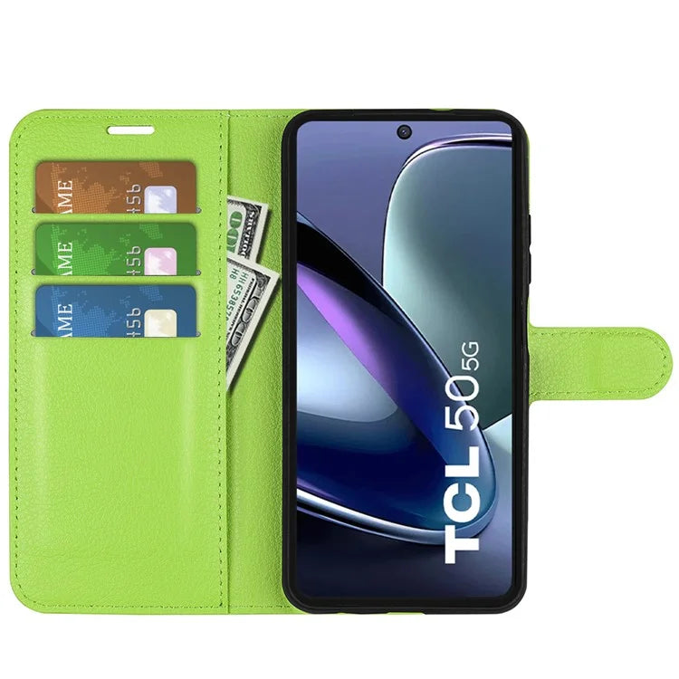 For TCL 50 5G Case Litchi Texture Shockproof Leather Wallet Phone Cover