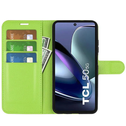For TCL 50 5G Case Litchi Texture Shockproof Leather Wallet Phone Cover