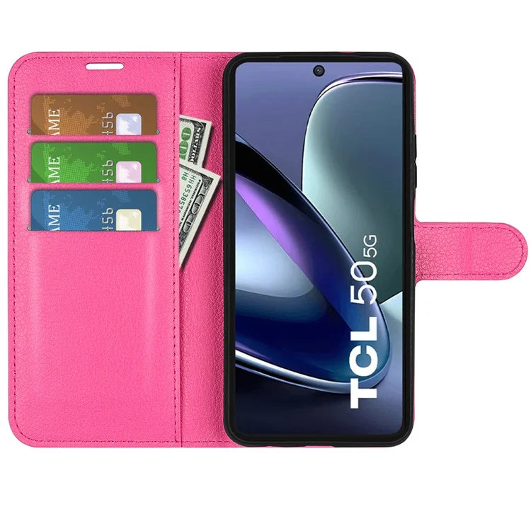For TCL 50 5G Case Litchi Texture Shockproof Leather Wallet Phone Cover