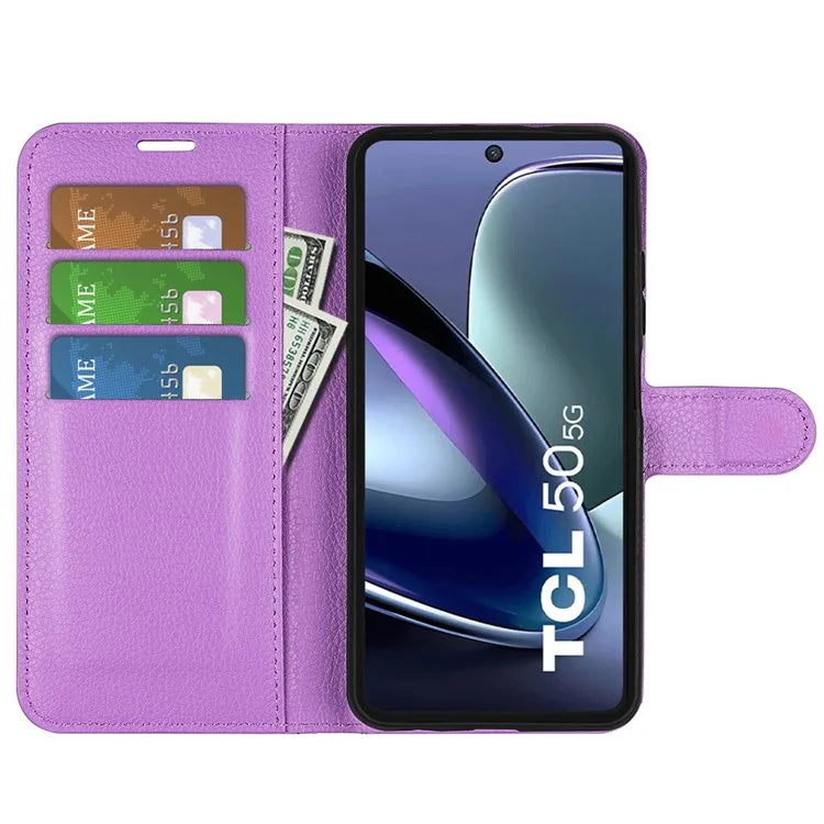 For TCL 50 5G Case Litchi Texture Shockproof Leather Wallet Phone Cover