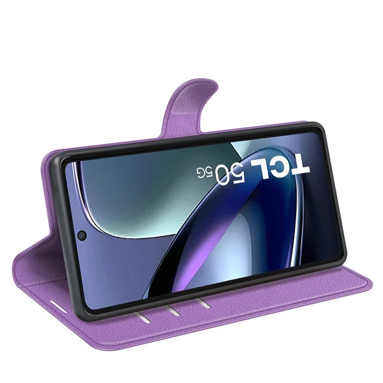 For TCL 50 5G Case Litchi Texture Shockproof Leather Wallet Phone Cover
