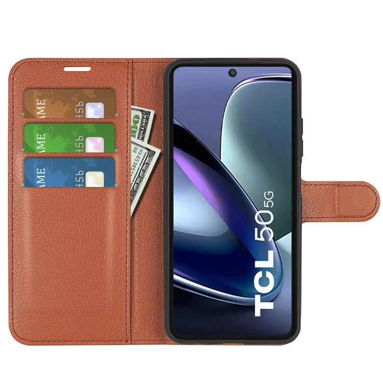 For TCL 50 5G Case Litchi Texture Shockproof Leather Wallet Phone Cover