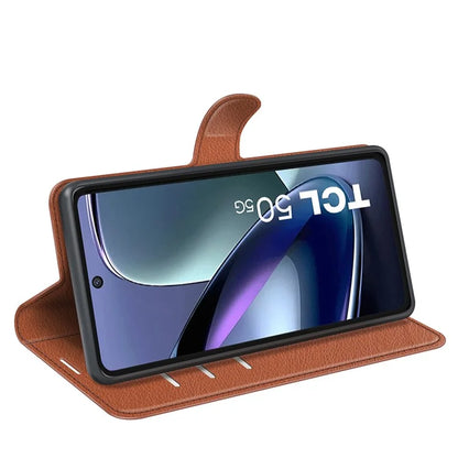 For TCL 50 5G Case Litchi Texture Shockproof Leather Wallet Phone Cover