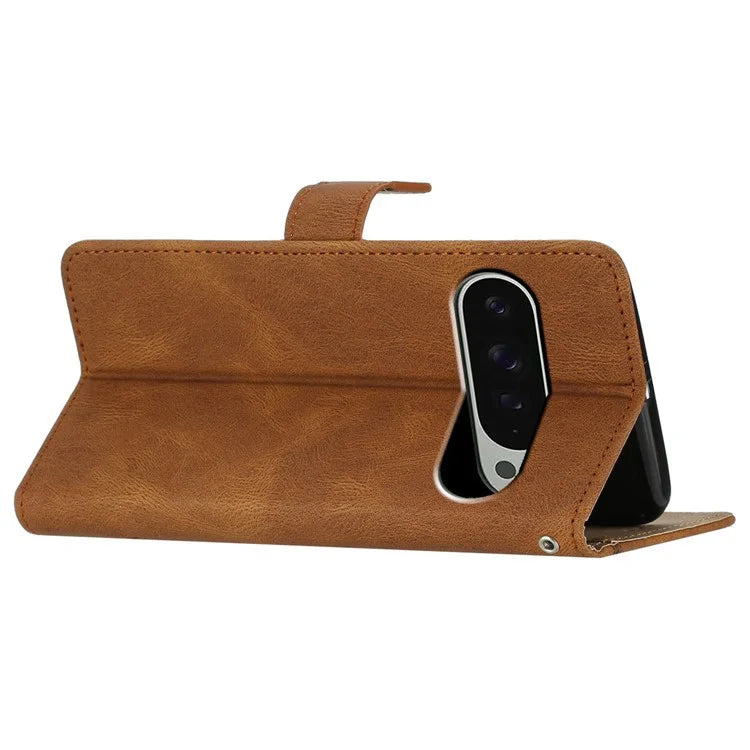 For Google Pixel 9 / 9 Pro Case Crazy Horse Texture PU Leather Wallet Stand Phone Cover