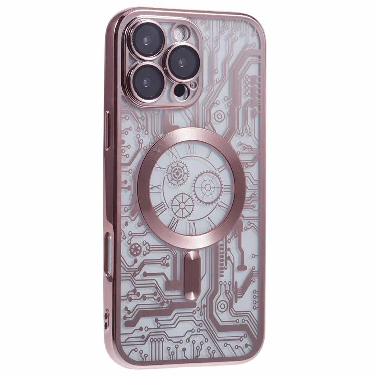 AR Series For iPhone 16 Pro Max Case Compatible with MagSafe Gear Design TPU Phone Cover with Lens Film