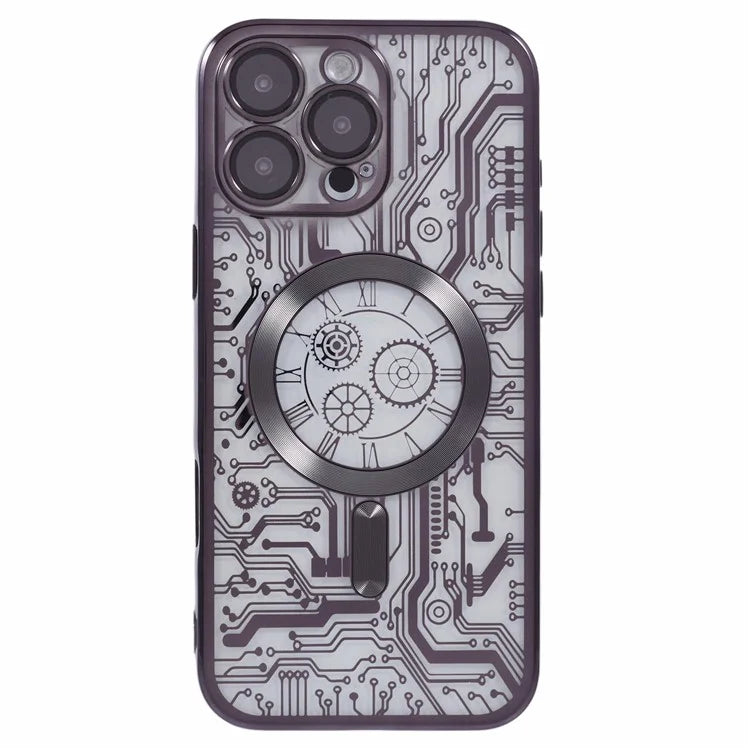 AR Series For iPhone 16 Pro Max Case Compatible with MagSafe Gear Design TPU Phone Cover with Lens Film