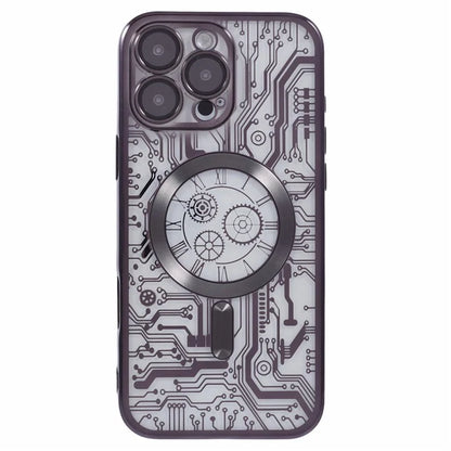 AR Series For iPhone 16 Pro Max Case Compatible with MagSafe Gear Design TPU Phone Cover with Lens Film