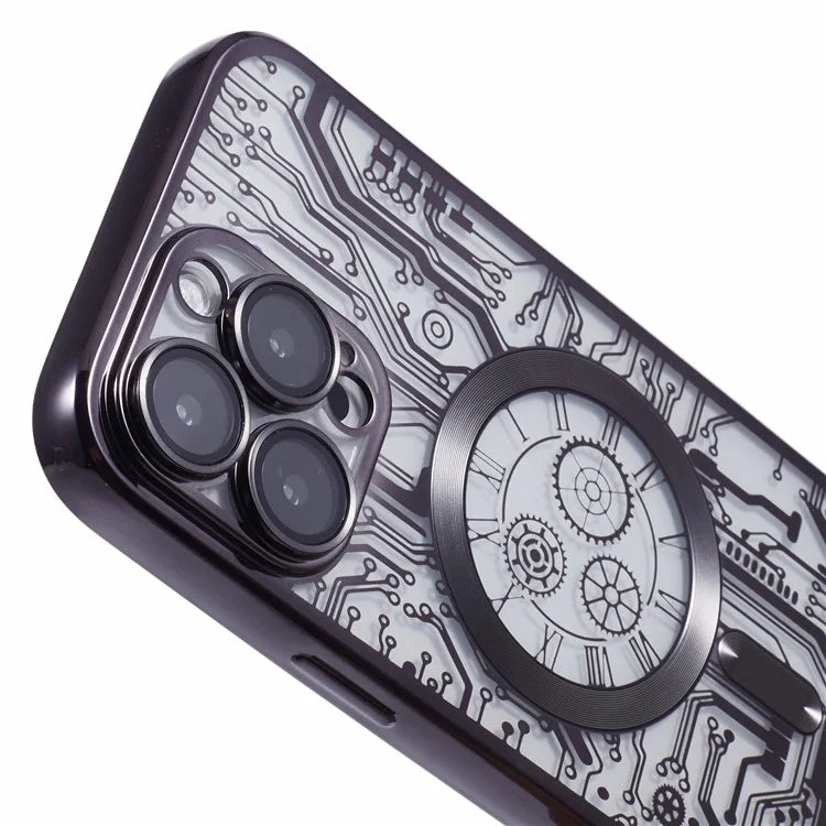 AR Series For iPhone 16 Pro Max Case Compatible with MagSafe Gear Design TPU Phone Cover with Lens Film